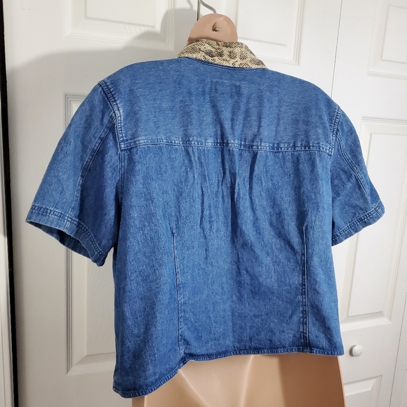 90s Villager Sport Denim Jacket Shirt Sz 3 ~ Pre-Owned With Removable Collar - Picture 9 of 16